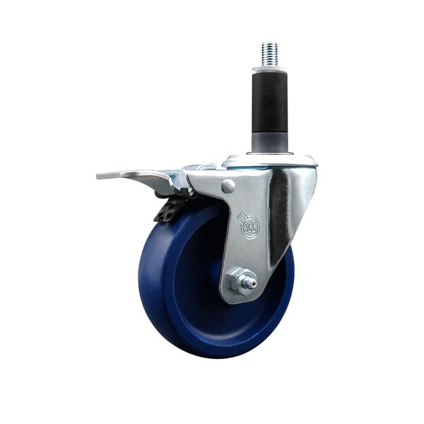 4'' Solid Poly Swivel 1-1/8'' Expanding Stem Caster Total Lock Brake